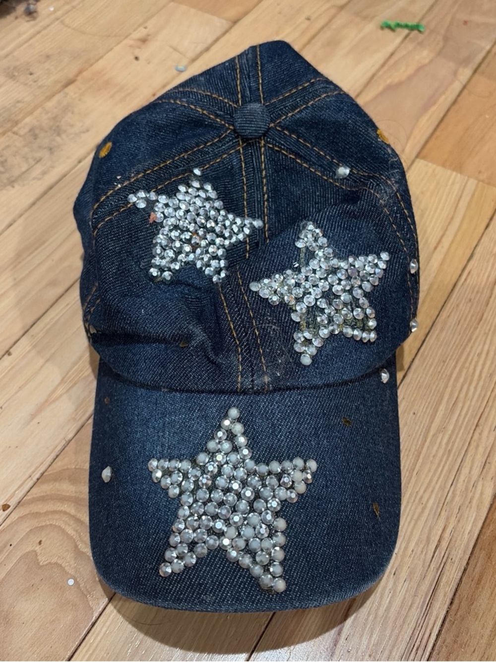 Kohl's Dark Blue Denim Kids Cap with Rhinestone Stars